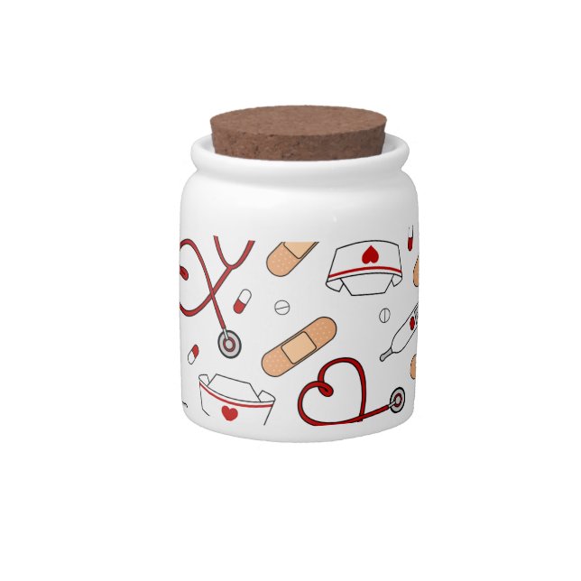 Nurse Love Print White Background Candy Jar (Front)
