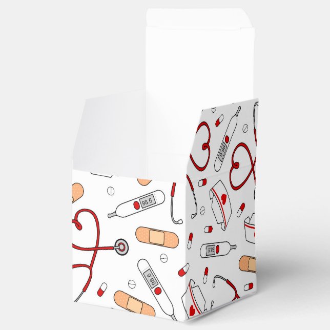 Nurse Love Print White Background Favor Boxes (Opened)