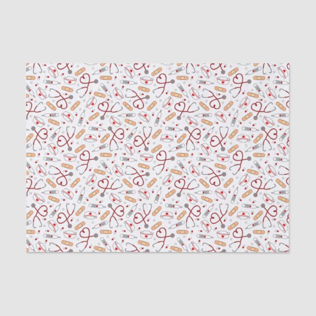 Nurse Love Print White Background Tissue Paper (Front)