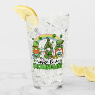 Nurse Love Shenanigans St. Patrick's Glass