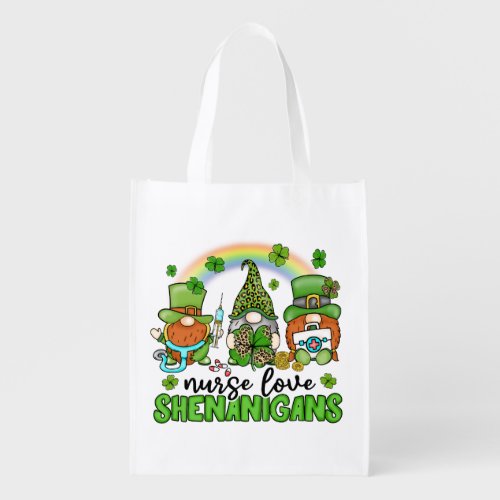 Nurse Love Shenanigans St Patricks Grocery Bag