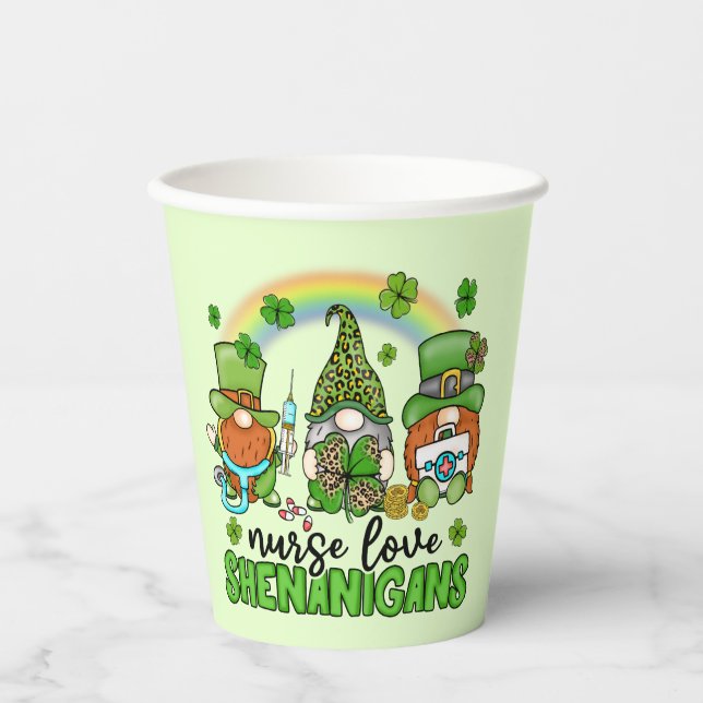 Nurse Love Shenanigans St. Patrick's Paper Cups (Front)