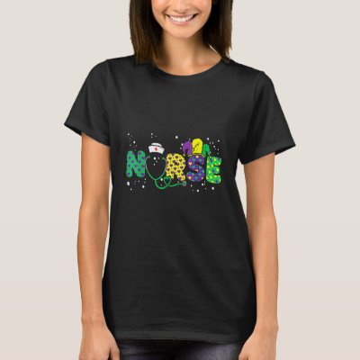 Nurse Mardi Gras Scrub Top RN ICU PACU NICU ER CNA