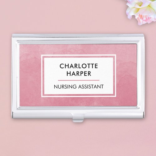 Nurse Medical Assistant LPN Watercolor Blush Pink Business Card Case