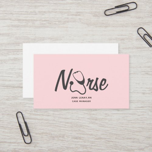 Nurse Medical Blush Pink Stethoscope Business Card