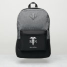Nurse Medical Caduceus Black Grey Personalized Port Authority® Backpack Nurse Medical Caduceus Black Grey Personalized Port Authority® Backpack