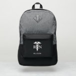 Nurse Medical Caduceus Black Grey Personalized Port Authority® Backpack<br><div class="desc">Carry your things in style with this Nurse Medical Caduceus Black Grey Personalized Port Authority® Backpack. It is a modern design with a white caduceus symbol on the front center and personalized with name or your custom text across the lower area. Perfect style for nursing students in college or medical...</div>