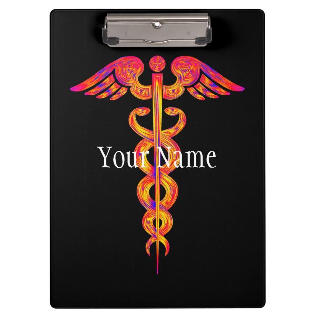 Nurse Medical Caduceus Colorful Personalized Clipboard (Front)