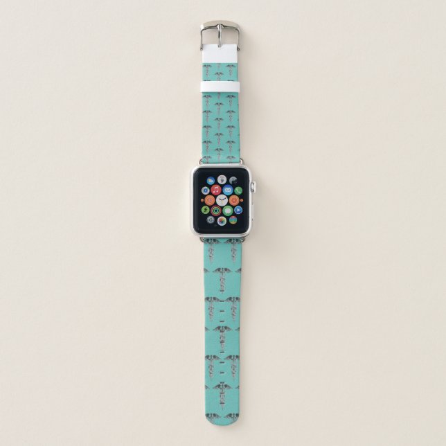Nurse Medical Caduceus Pattern Apple Watch Band (Front)