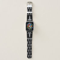 Nurse Medical Caduceus Pattern Black White Stylish Apple Watch Band