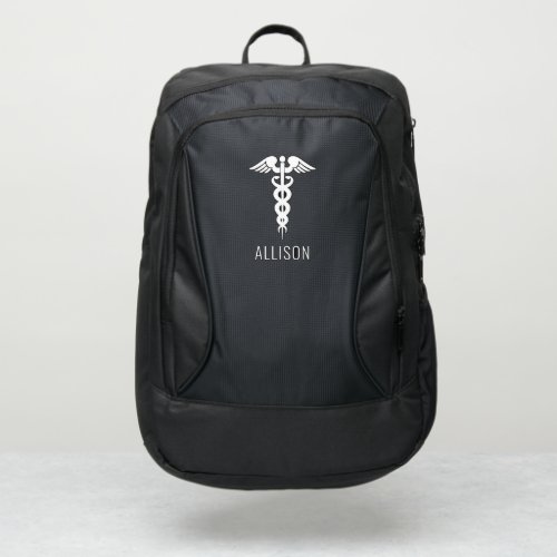 Nurse Medical Caduceus Symbol Black Custom Name Port Authority Backpack