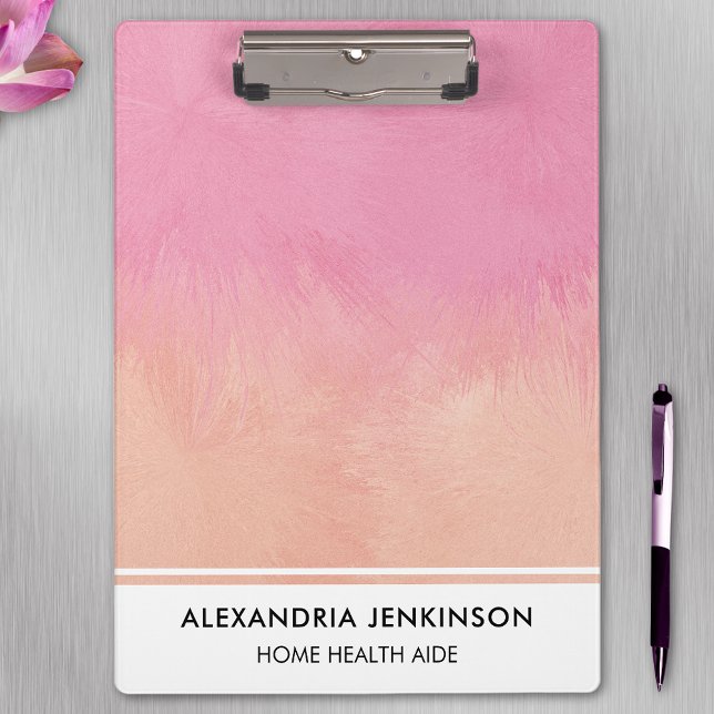 Nurse Medical Cute Pink Blush Peach Stylish Modern Clipboard (Creator Uploaded)