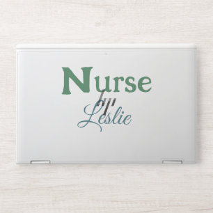 Nurse medical doctor add name text green blue sipl HP laptop skin