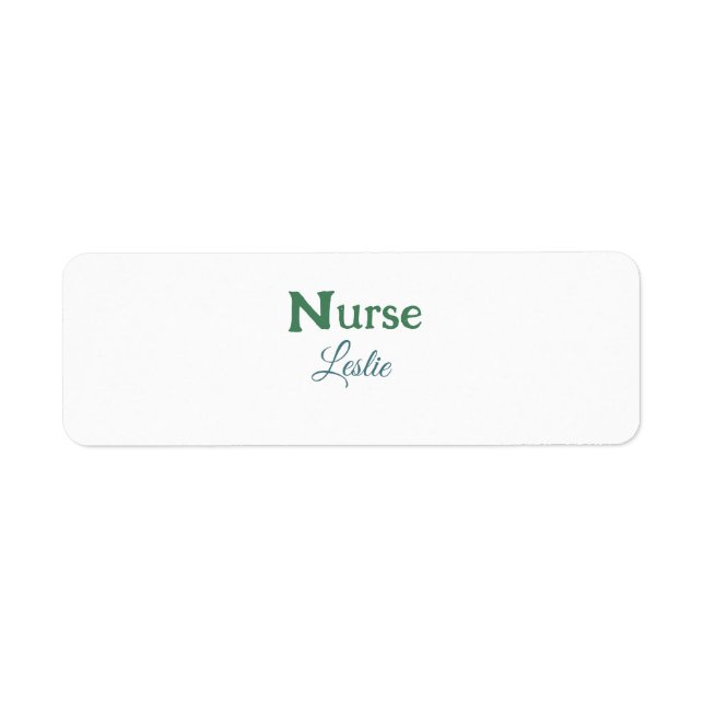Nurse medical doctor add name text green blue sipl label (Front)
