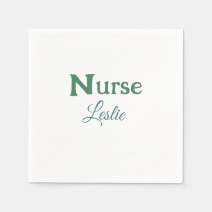 Nurse medical doctor add name text green blue sipl napkins