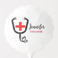 Nurse medical doctor red plus stethoscope add name