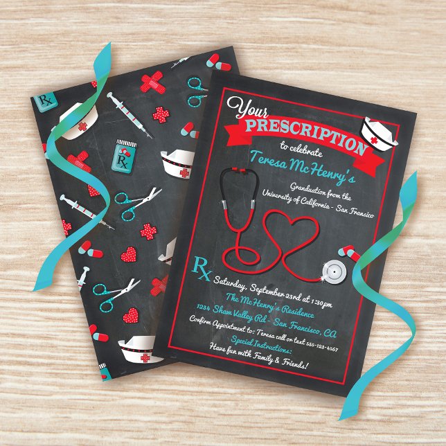 Nurse Medical Graduation Heart Stethoscope Invite (Creator Uploaded)