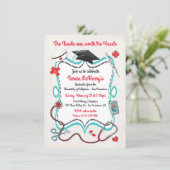 Nurse Medical Graduation Invitation with icons (Standing Front)
