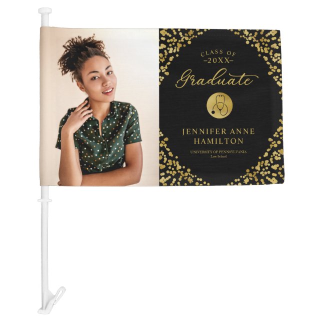 Nurse Medical Graduation Stethoscope Car Flag (Front)