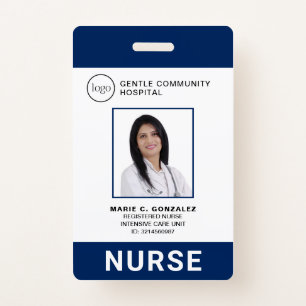 Nurse Medical Navy Blue Hospital Logo Photo ID Badge