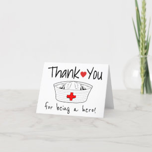 Nurse Medical Nursing Hat Health Care Professional Letterpress Thank You Card