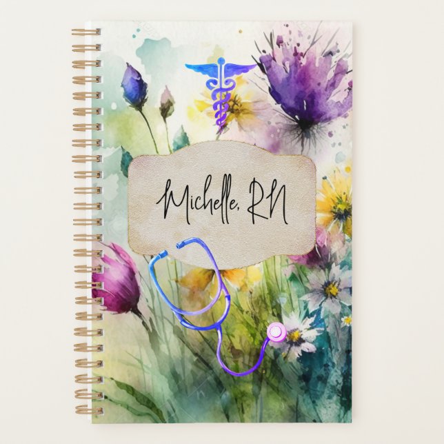 Nurse Medical Pink Floral Healthcare Medical  Planner (Front)
