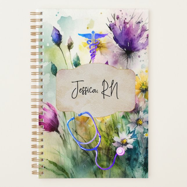 Nurse Medical Purple Floral Healthcare Medical Planner (Front)