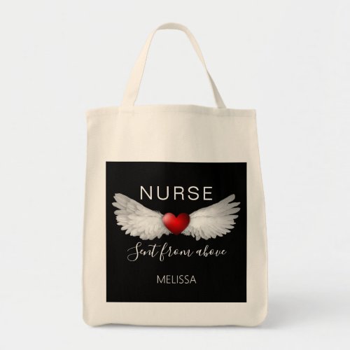 Nurse Medical Red Heart Angel Wings Personalized Tote Bag