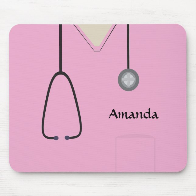Nurse Medical Scrubs Pink Mousepad (Front)