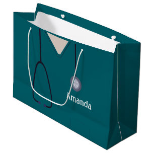 Nurse Medical Scrubs Teal LGB Large Gift Bag