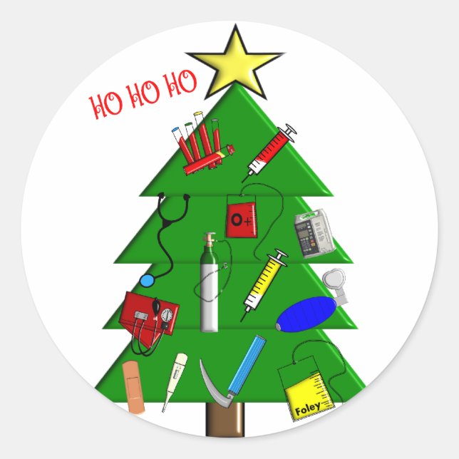 Nurse/Medical Staff Christmas Cards and Gifts Classic Round Sticker (Front)