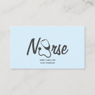 Nurse Medical Stethoscope Teal Grey Professional Business Card