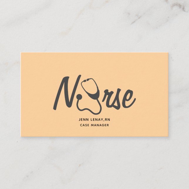 Nurse Medical Stethoscope Terracotta Healthcare Business Card (Front)