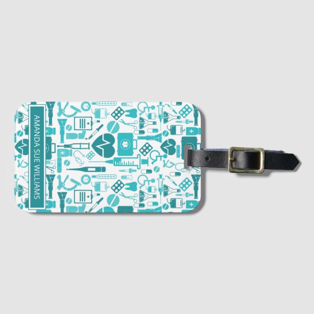 Nurse / Medical Student - Add Your Name /Monogram  Luggage Tag (Front Horizontal)