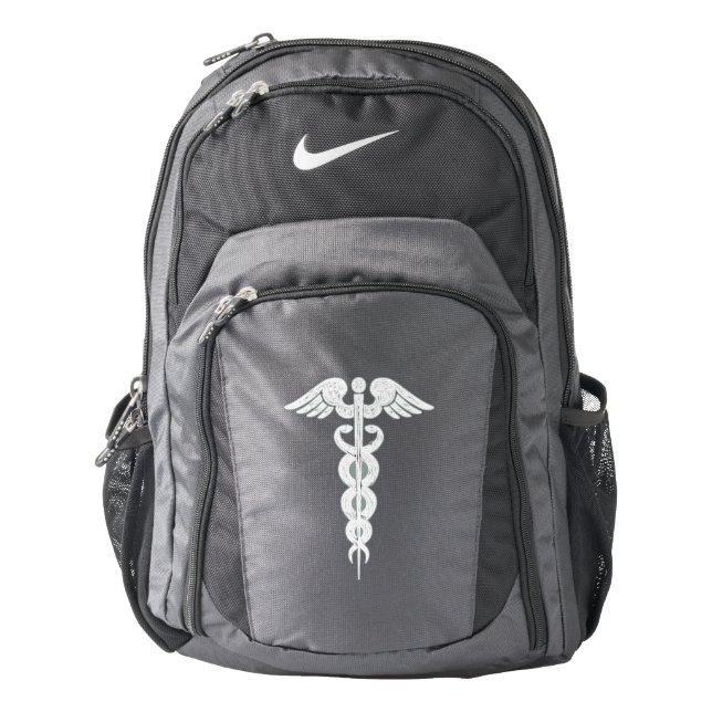 Nurse Medical White Caduceus Custom Nike Backpack (Front)