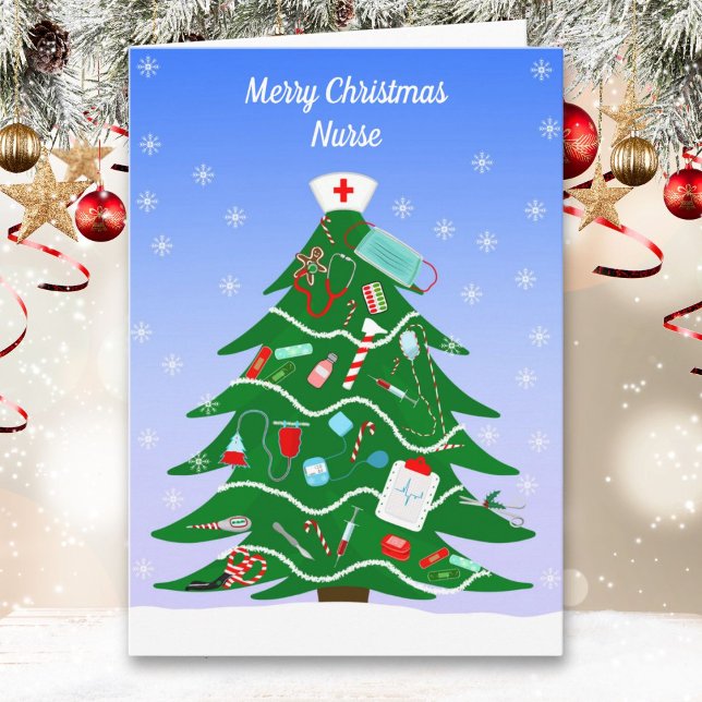 Nurse Merry Christmas Tree with Nurse's Supplies Card (Creator Uploaded)