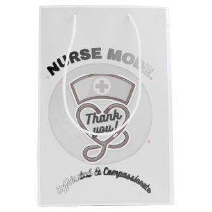 Nurse Mode Thank You Heart Stethoscope Design Medium Gift Bag