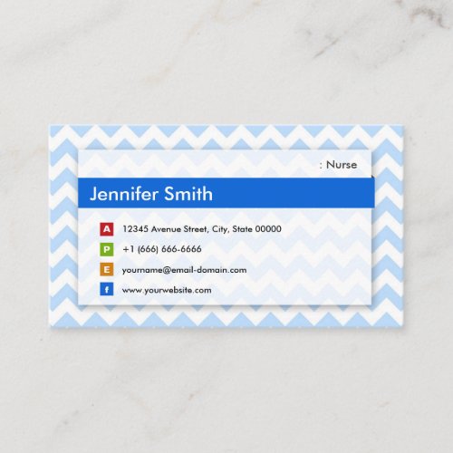 Nurse - Modern Blue Chevron Business Card