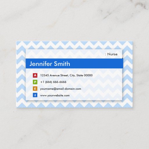 Customizable Nurse - Modern Blue Chevron Business Card