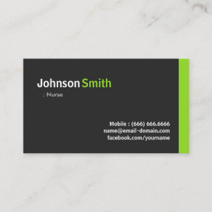 Nurse - Modern Minimalist Green Business Card