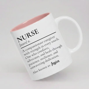 Nurse   Modern Script Nurse Definition with Name Two-Tone Coffee Mug