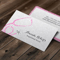 Nurse Modern Silver Pink Glitter Caregiver Business Card