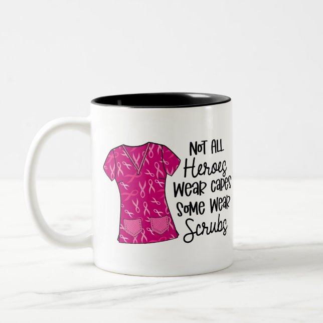 Nurse Modern Typography Superhero Scrubs Saying Two-Tone Coffee Mug (Left)