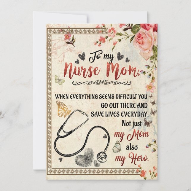Nurse Mom Gifts | Letter To My Nurse Mom Holiday Card (Front)