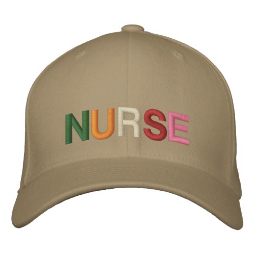 nurse multicolor block font embroidered baseball cap