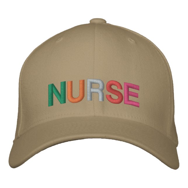 nurse multicolor block font embroidered baseball cap (Front)