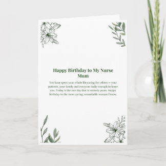 Nurse Mum Birthday Card