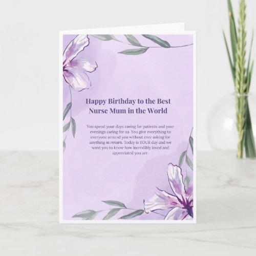 Nurse Mum Birthday Card — Happy Birthday