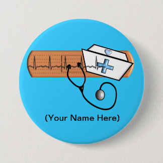 Nurse Name Badge (Add Your Name) BLUE Button