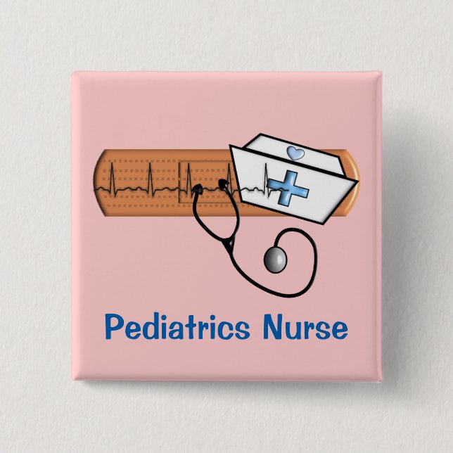 Nurse Name Badge Pediatrics Nurse Pinback Button (Front)